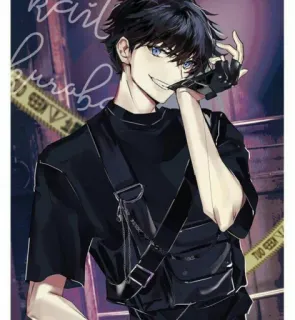 😜 Anime, Anak laki-laki, Hitam, Sarung tangan, Manhwa, Kail, Murabo telegram sticker