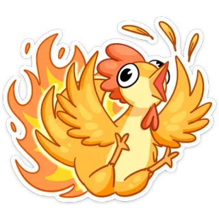🔥 鸡, 火, 动物, 卡通, 鸟, 火焰 telegram sticker
