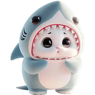 🥹 rekin, zwierzę, słodkie, kot, kreskówka, naklejka telegram sticker