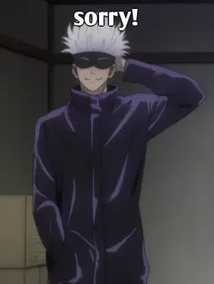 👀 Gojo Satoru Jujutsu Kaisen sorry! anime, gojo, jujutsu kaisen, satoru, sorry whatsapp sticker