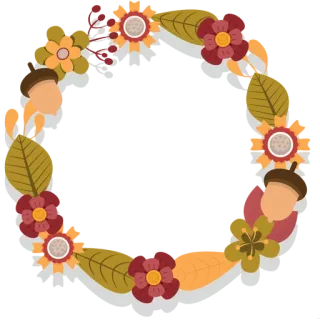 💐 floral, guirlanda, flores, folhas, outono, círculo, natureza telegram sticker