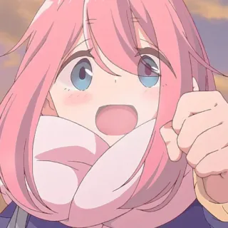 😊 Anime, Cartoon, Niedlich, Mädchen, Rosa Haare, Schal telegram sticker