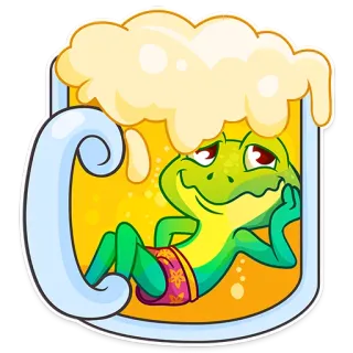🍺 frog, beer, drinking, relaxation, cartoon, summer telegram sticker