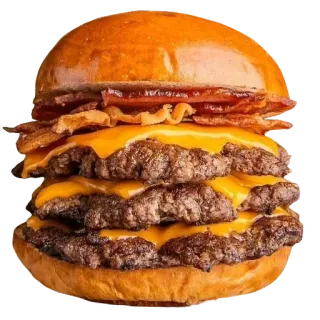 😃 burger, jedzenie, cheeseburger, mięso, kanapka, bekon, ser telegram sticker