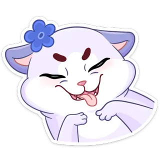 🤪 kucing, stiker, kartun, imut, hewan, ungu muda, bunga, lidah telegram sticker