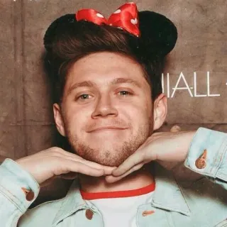 ☺ person, man, minnie mouse, mouse ears, headband, portrait, smiling, happy telegram sticker