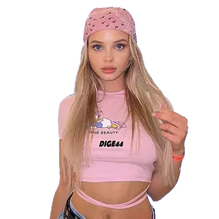 😊 TRUE BEAUTY DIGE44 donna, bionda, bandana, rosa, bellezza telegram sticker
