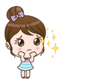 😟 desenho animado, menina, brilho, triste, chorar telegram sticker