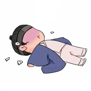😵 치비, 만화, 귀여운, 가을, 부상, 사고, 깨진 유리 telegram sticker