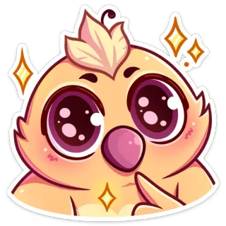 🥺 fofo, desenho animado, kawaii, brilhos, pássaro, pintinho telegram sticker