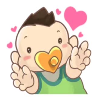 😍 bebé, chupete, corazones, dibujos animados, lindo, infante whatsapp sticker