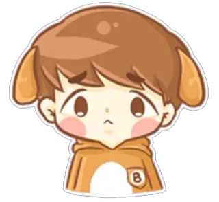 ☹ การ์ตูน, เด็กผู้ชาย, น่ารัก, อนิเมะ, คาวาอิ, จิบิ, หูสุนัข, ภาพประกอบ telegram sticker