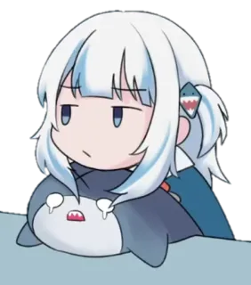 🤔 Gawr Gura 动漫, 虚拟主播, 鲨鱼, Gura, 可爱, 梗, 网络文化 whatsapp sticker