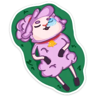 🤤 mouton, animal, dessin animé, mignon, relaxant, herbe telegram sticker