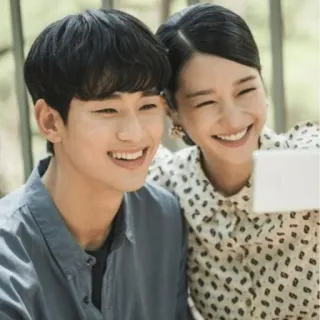 ❣ Selfie, Retrato, Feliz, Pareja, Sonriendo, Amigos telegram sticker