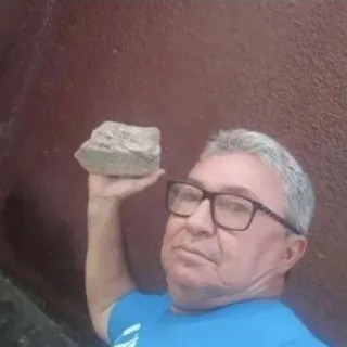 🤬 man, rock, holding rock, glasses, meme, selfie telegram sticker
