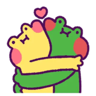 👨‍❤️‍👨 rãs, abraçando, amor, desenho animado, fofo, animais telegram sticker
