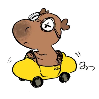 🚗 Hoạt hình, Nhân vật, Lái xe, Xe vàng, Hình nhân hóa, Kỳ quái, Dễ thương telegram sticker