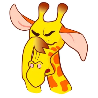 🤦‍♀ ยีราฟ, สัตว์, การ์ตูน, สีเหลือง, น่ารัก, ภาพวาด telegram sticker
