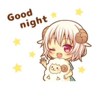 😴 Good night boa noite, anime, desenho animado, estrelas, ovelha telegram sticker