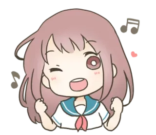 😃 Anime, Fille, Mignon, Kawaii, Écolière, Joyeux telegram sticker