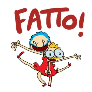 💪 FATTO! włoski, kreskówka, szczęśliwy, świętowanie, osiągnięcie telegram sticker