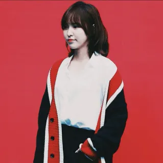 🇧🇼 femme, fond rouge, cardigan, portrait, mode telegram sticker