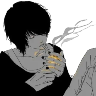 🪁 สูบบุหรี่, บุหรี่, สไตล์อนิเมะ, ภาพประกอบ telegram sticker