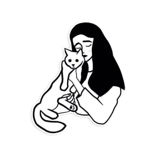 😗 mujer, gato, mascota, animal, amistad, amor telegram sticker