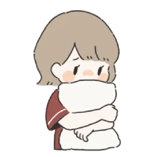 🌟 Dessin animé, Fille, Étreinte, Câlin, Mignon, Kawaii, Triste, Seul(e) telegram sticker