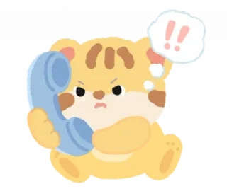 🐯 動物, 漫画, ステッカー, 怒り, 電話, かわいい, クマ whatsapp sticker