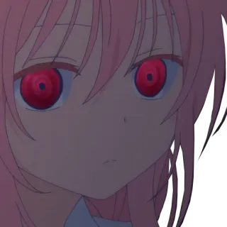 😶 anime, gadis, rambut merah muda, mata merah telegram sticker