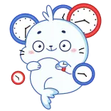 ⏰ horloge, chat, heure, animal, dessin animé, phoque whatsapp sticker