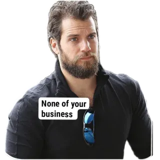 💇 Henry Cavill None of your business henry cavill, actor, none of your business, private, bearded, celebrity, reaction whatsapp sticker