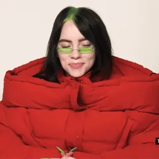 😈 Billie Eilish Billie Eilish, นักร้อง, คนดัง, ผมเขียว, แว่นตา telegram sticker
