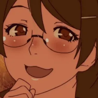 😏 애니메이션, 여자, 안경, 행복한, 귀여운 telegram sticker