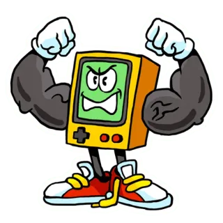 💪 Мультфильм, Консоль, Мускулы, Игра, Сильный, Персонаж whatsapp sticker