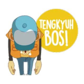 👍 TENGKYUH BOS! thank you, boss, cartoon, character, greeting telegram sticker