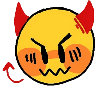 🌝 diabeł, emoji, zły, czerwony, żółty, rogi telegram sticker