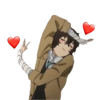 🥰 Dazai Osamu Bungo Stray Dogs anime, amour, personnage, dazai, osamu, bungo stray dogs, cœur, souriant telegram sticker