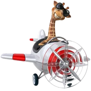 🛩 Giraffe, Flugzeug, Cartoon, Tier, Luftfahrt, lustig, Sonnenbrille telegram sticker