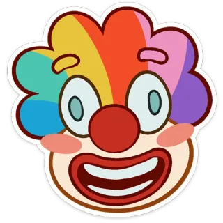 🤡 palhaço, desenho animado, rosto, sorriso, fofo, colorido whatsapp sticker