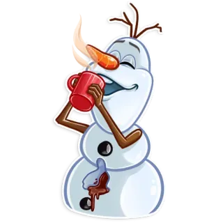 ☕️ Olaf Frozen オラフ, アナと雪の女王, 雪だるま, ディズニー, 冬, 飲み物, コーヒー, アニメ telegram sticker
