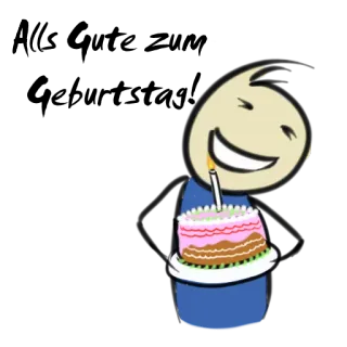 🎂 Geburtstag, Kuchen, Feier, Party, Kerze, Cartoon whatsapp sticker