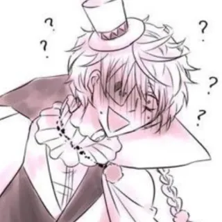 ❓ anime, question marks, top hat, cartoon character, illustration telegram sticker
