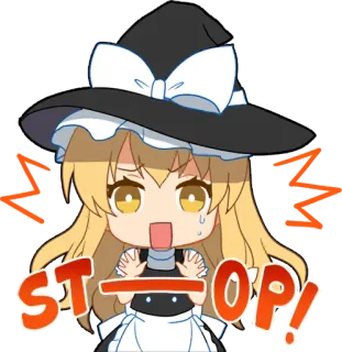 😥 STOP! anime, stop, warning, chibi telegram sticker