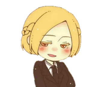 😅 Chibi, Anime, Arrogant, Cartoon, Blonde Haare, Anzug telegram sticker