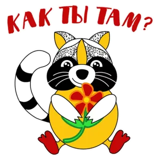 😍 КАК ТЫ ТАМ? rakun, bunga, pertanyaan, salam, imut, binatang telegram sticker