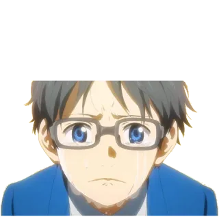 😖 Anime, Piangere, Occhiali, Triste, Lacrime telegram sticker