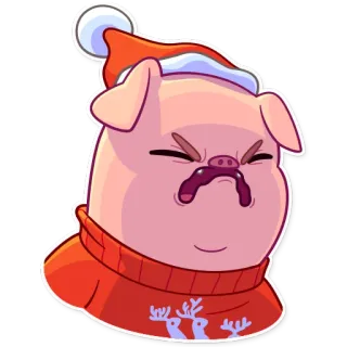 😩 babi, natal, liburan, kartun, stiker, topi santa telegram sticker